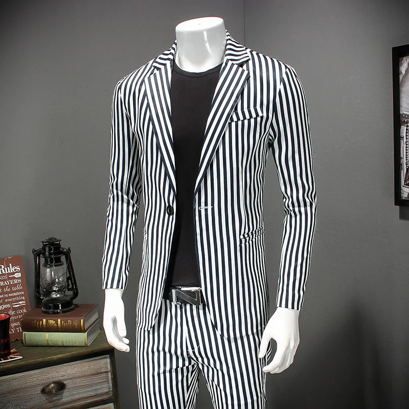 مخطط سترة الرجال 2018 الرجال أنيق سليم صالح السترة سترة خمر سترة chaquetas هومبر دي vestir زائد size4xl