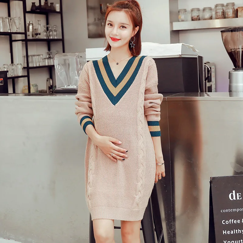 Z052 Knitted Maternity Sweater Winter Pullover Clothes for Pregnant
