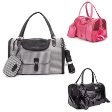 D13 модные сумки для переноса собак, дышащие переносные дорожные сумки для маленьких собак, кошек, Наплечные сумки розового и черного цвета