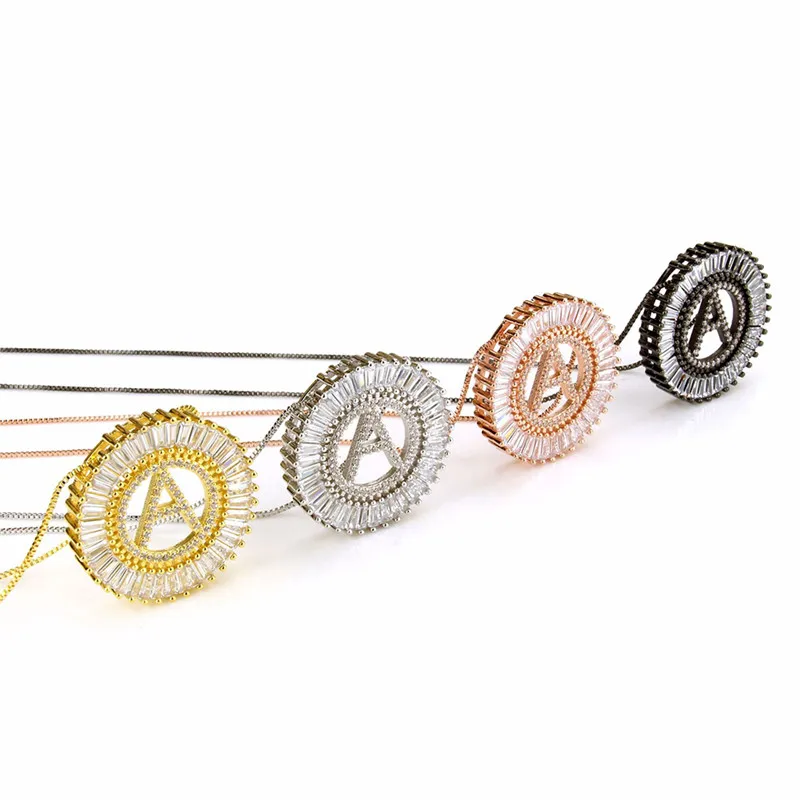

BOAKO 4 Colors Copper White Cubic Zirconia A-Z 26 Letter Pendant Necklaces Women's Fashion Jewelry CZ Colar Feminina X7-M2