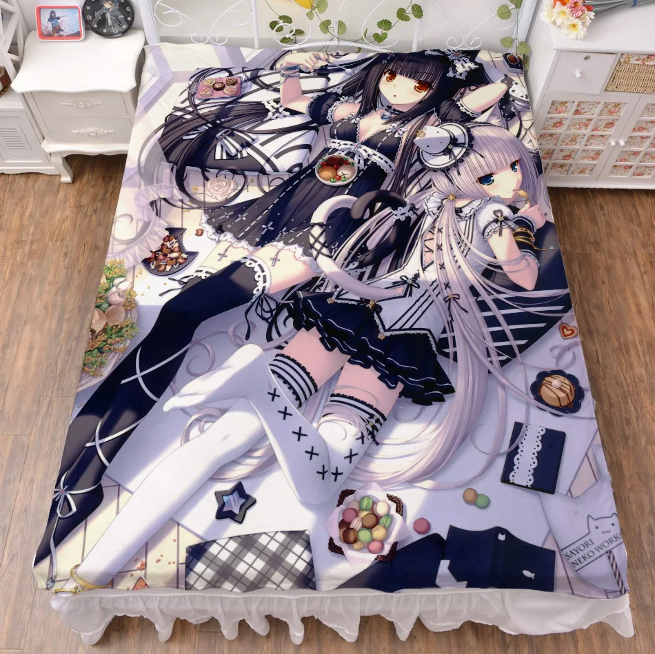 New Anime Chocola&vanilla Bed Sheet Throw Blanket Bedding Coverlet