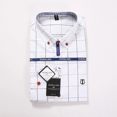 Dudalina Camisa социальной Masculina для мужчин рубашка вышивка логотип с длинным рукавом деловые рубашки в повседневном стиле известный бренд - Цвет: IN-1311WHITE