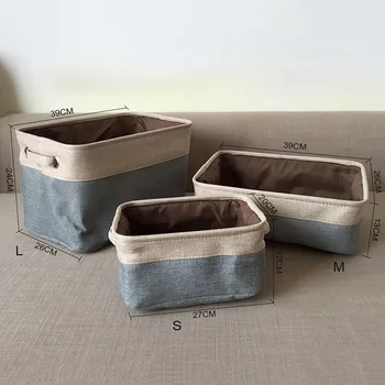 

Cover-less Cotton Linen Storage Baskets Double-layer Storage Box Canvas Clothes Toy Car Storage Compartment Wine Red Large