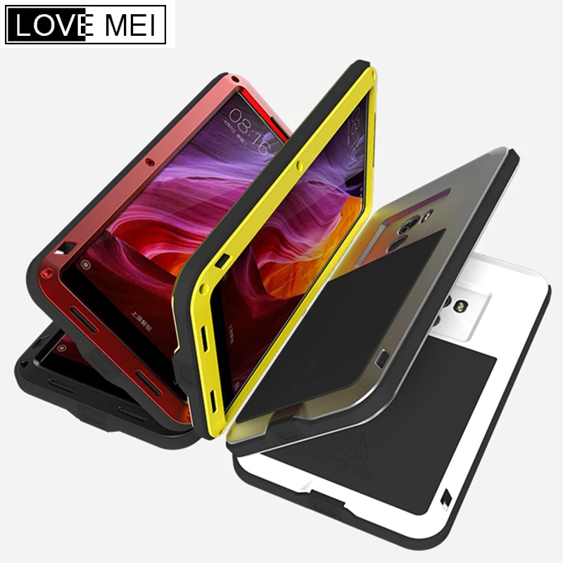 

LOVE MEI Powerful Case for Xiaomi Mix Waterproof Shockproof Aluminum Metal TPU Tempered Glass Hybrid Heavy Duty Cover for Mix 2