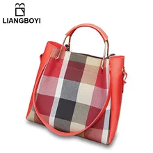 LIANGBOYI Marke Frauen Einkaufstasche Fashion Plaid Patchwork Handtaschen Ladied Große Kapazität Verbundbeutel Sac Ein Haupt Femme De Marque