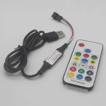 

5V USB LED Controller 14Key LED2015 RF Wireless Remote Control For WS2812 WS2812B Driver IC Colorful RGB LED Strip 5050 1PCS