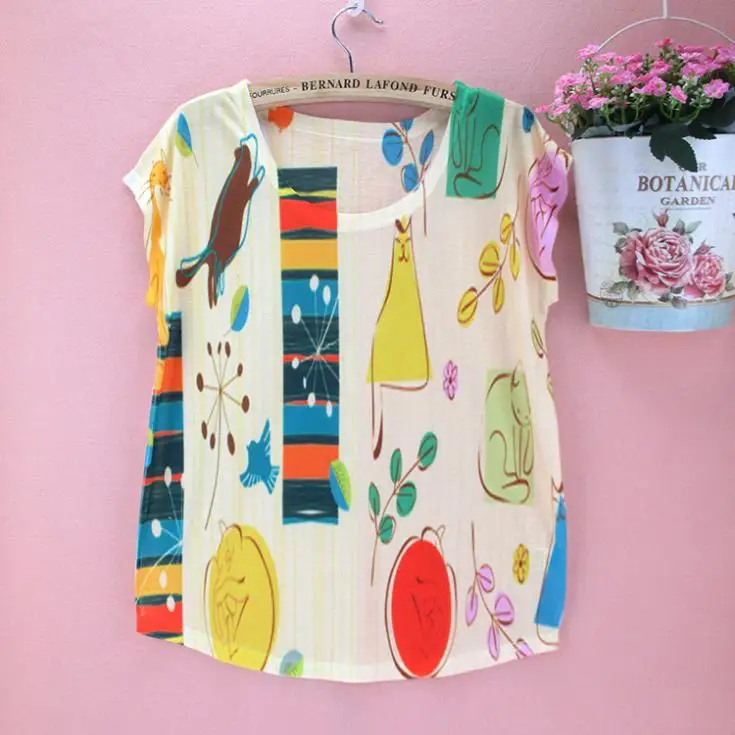 Женская футболка с цветочным принтом летняя 2015|tees women|top teesfashion tees |