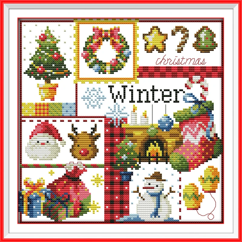 

Winter counted printed on fabric DMC 14CT 11CT Cross Stitch kitsembroidery needlework Sets Home Decorcor