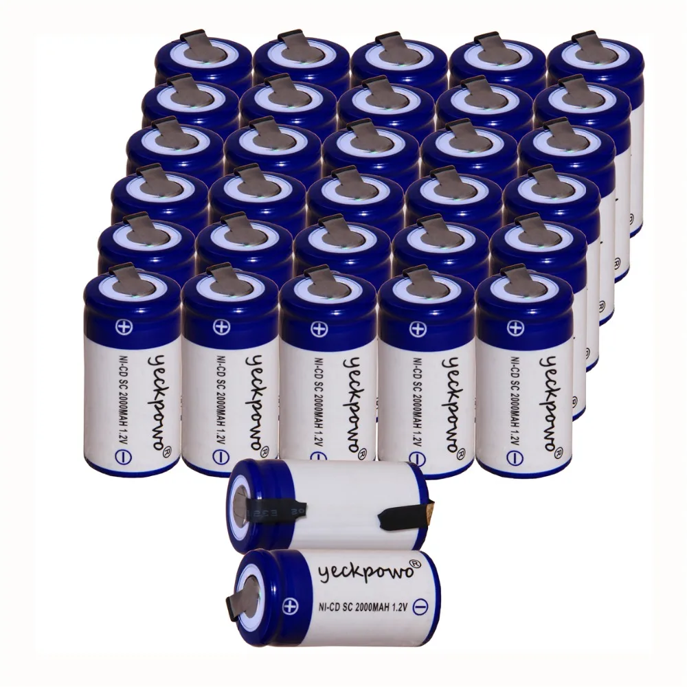 

32 pcs SC 2000mah 1.2v battery NICD rechargeable batteries for makita bosch B&D Hitachi metabo dewalt for emergency light toy
