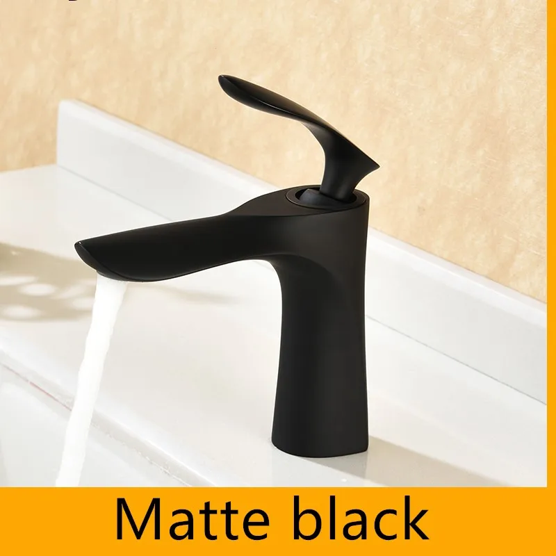Matte black Solid brass bathroom sink faucet high quality Single hole