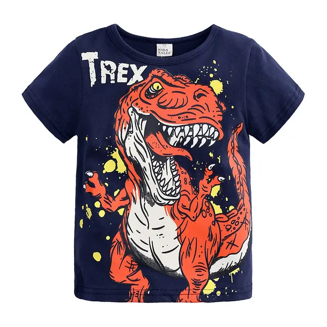 Boy T Shirts Long Sleeve For Children Baby Casual Cartoon Dinosaur Brand Fashion Kids Tops & Tees 7911-navy