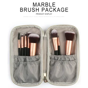 

Marble Makeup Bags Pattern Line PU Leather HandBag Portable Cosmetic Make up Brushes Skin Care Bag NEW