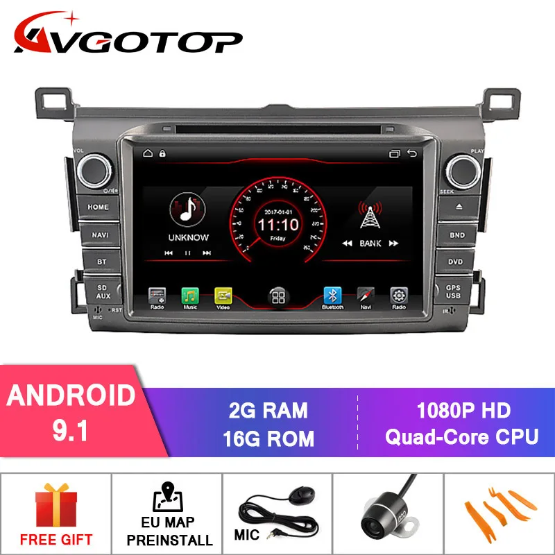 AVGOTOP Android 9,1/Windows OS автомобильный dvd-плеер для TOYOTA RAV4 2013- встроенный wifi Автомобильный видеорегистратор с радио/wifi+ DAB+ OBD+ TPMS навигация