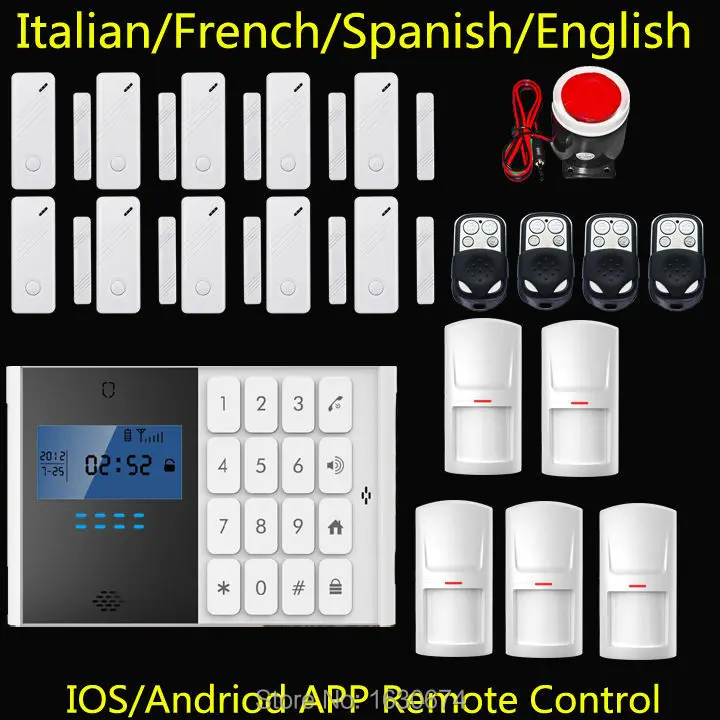 

GSM SMS APP Remote Control Wireless Home Security Intruder Alarm System w Multi-language iOs/Android APP Control