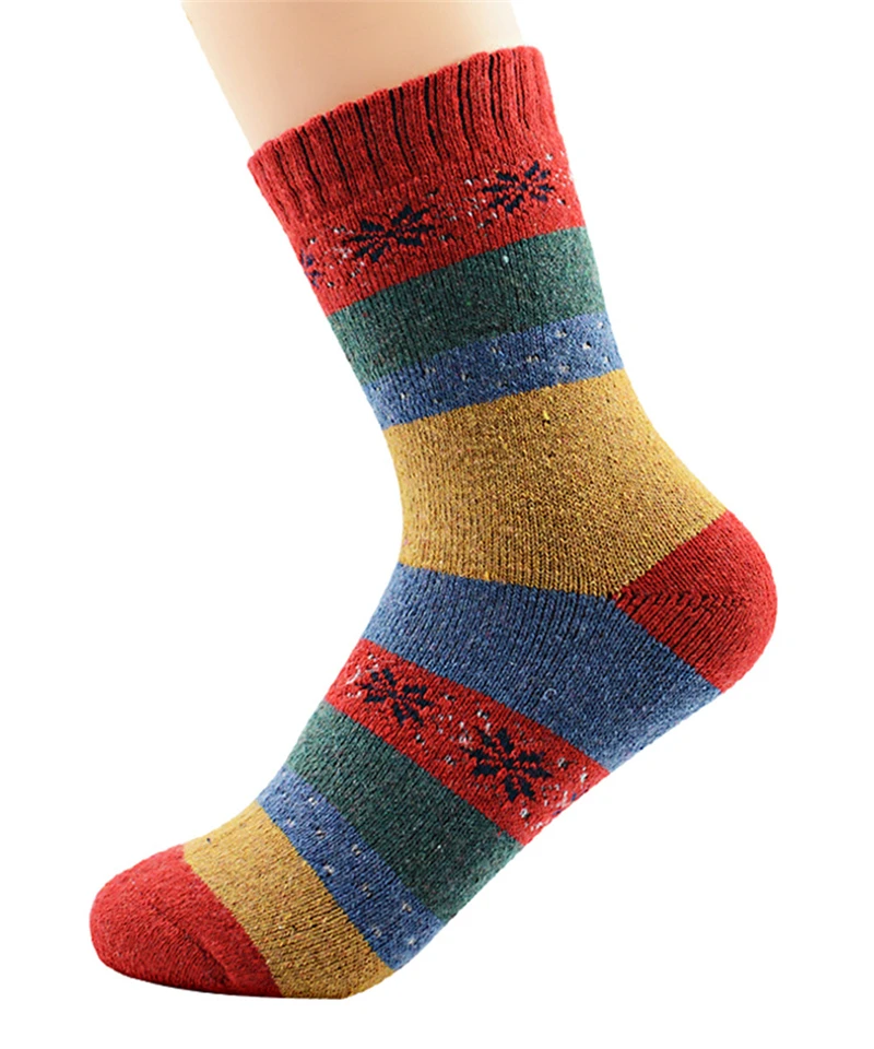 AZUE 5 пар утолщаются теплые носки для зимы вязать кашемир шерсть носки для девочек снежинка загрузки для мужчин/для женщин
