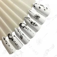 24 листа/Набор для девочек, Ловец снов, наклейки для ногтей, цветок, дерево, перо, наклейки для ногтей, маникюр, украшение для ногтей