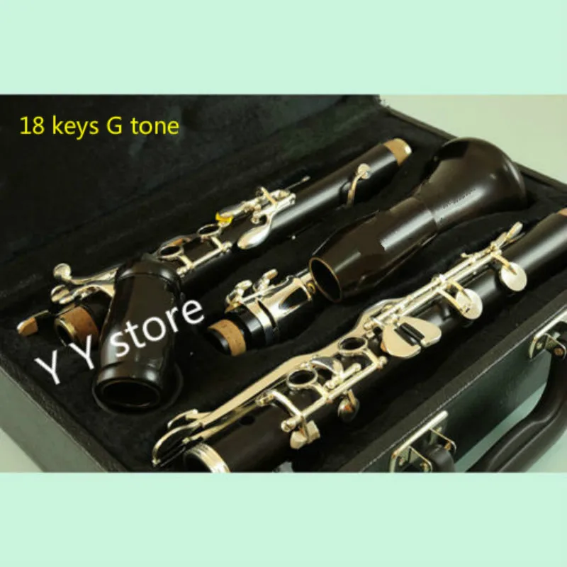 

New Style Ebony Body Silver Plated 18 keys G tone Clarinet with 4 Rings