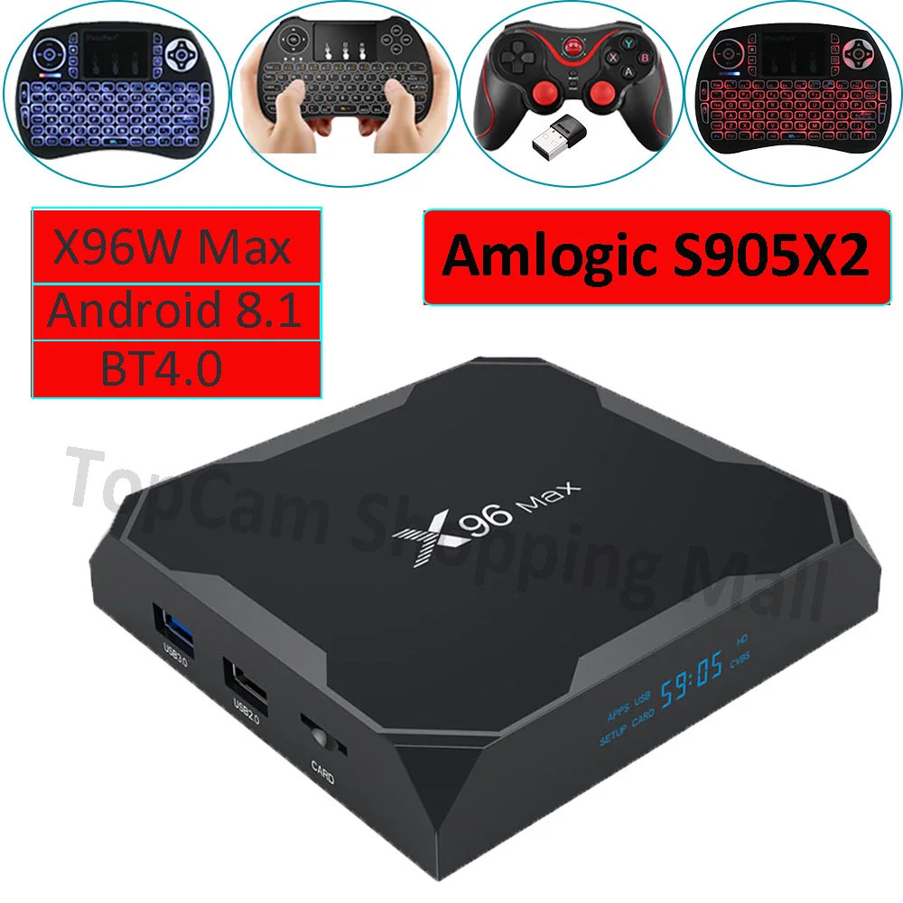 X96 Max Android 8,1 Amlogic S905X2 LPDDR4 4 ГБ, 64 ГБ, 4 ядра ТВ коробка 2,4 г и 5 ГГц Двойной Wi-Fi Bluetooth 1000 м H.265 4 K 60fps Smart ТВ