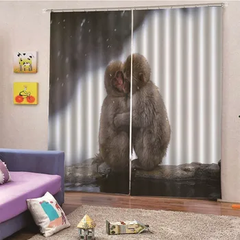 

Animal Monkey Window Kitchen Bay Screen Curtains for Living Room Home Transparent Sheer Curtain Drapes drop ship