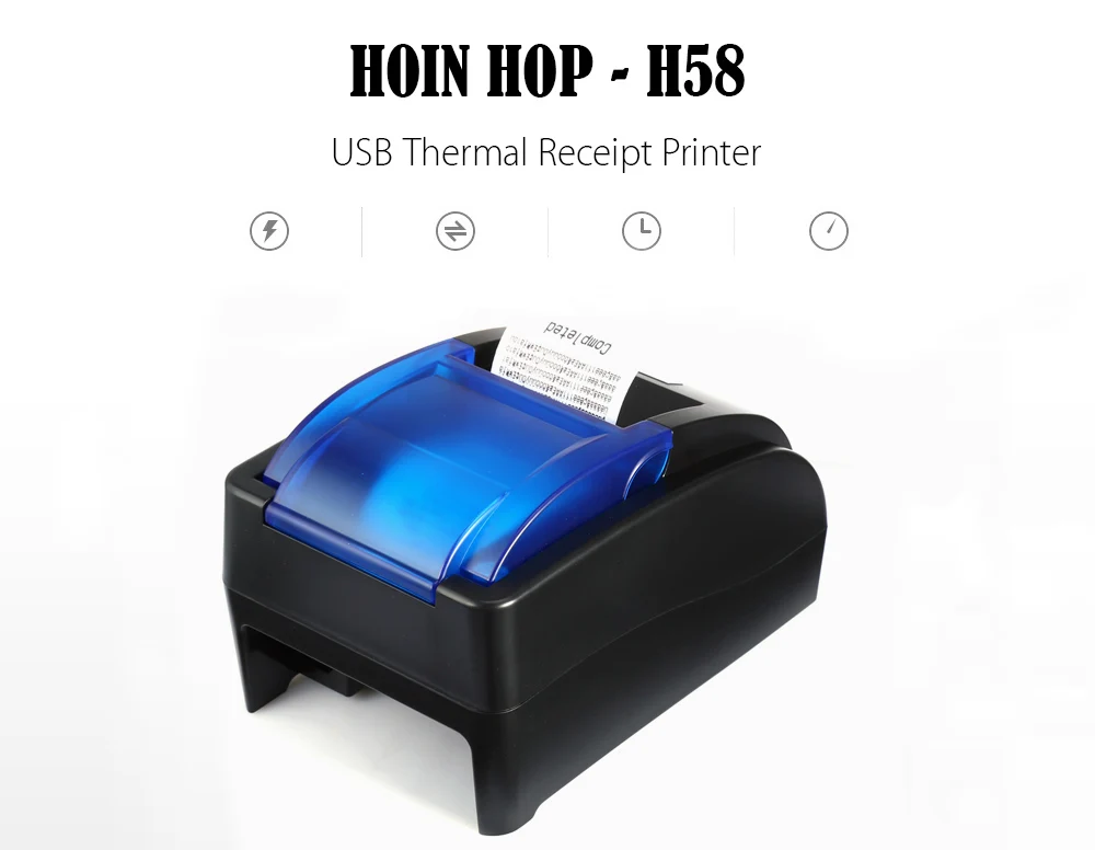 HOIN HOP-H58 термопринтер Чековая машина печатная Поддержка USB соединение POS 58 мм 70 мм/сек. EU штекер