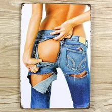 Топ Мода XD41" сексуальные джинсы" жестяная пластина знаки плакат фильм Искусство кафе бар винтажная металлическая живопись наклейки на стену домашний декор 20X30 см