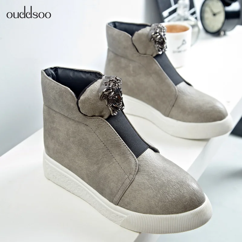 

2018 Hot Sale Ankle Boots For Women Skull Street Lace Up Platform Women's Boots Fashion Pu Leather Ankle Boots For Women Size 10