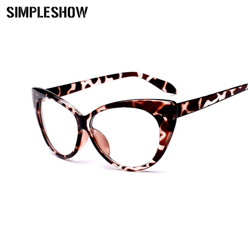 

Charm Clear Lenses Glasses Women Eyewear Trendy Cat Eye Eyeglasses Female Transparent Sun Glasses Leopard Ornament gafas/oculos