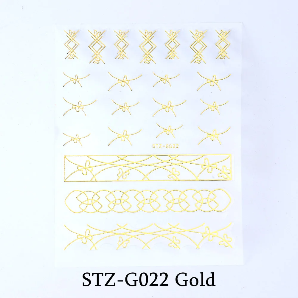 Золотая проволока, наклейки для ногтей, волнистая линия, слайдеры, серебряная полоскающая лента, Переводные картинки для дизайна ногтей, 3D клей, маникюрные украшения, BESTZG14-20 - Цвет: STZ-G022 Gold