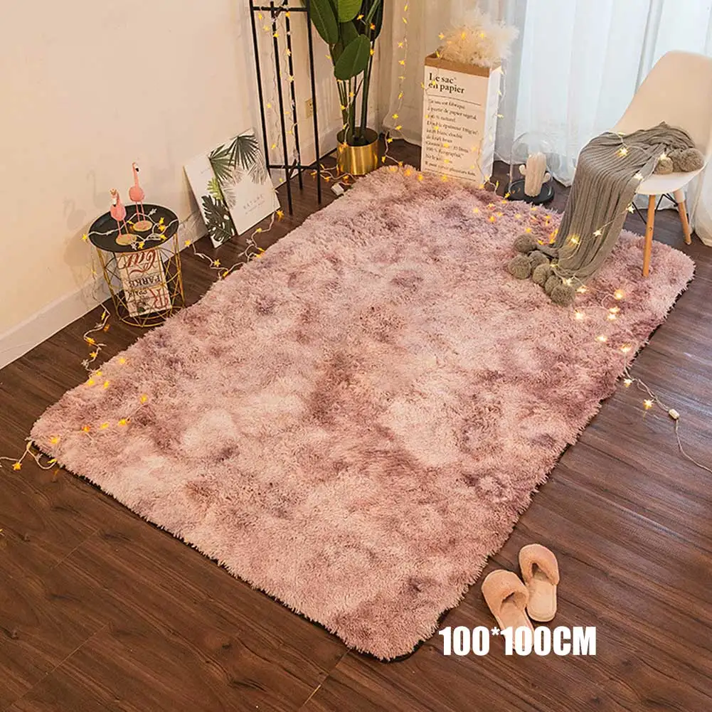 Ковер с нордическим узором мягкий теплый градиентный цвет плюшевый коврик для спальни гостиной MU - Цвет: 100cmx100cm
