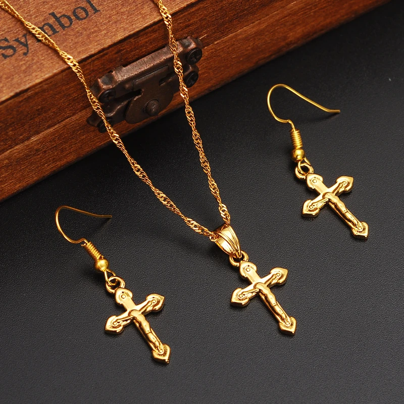 Набор сережек с кулоном и цепочкой из настоящего золота 24 к|chain set|earring pendant setearring |