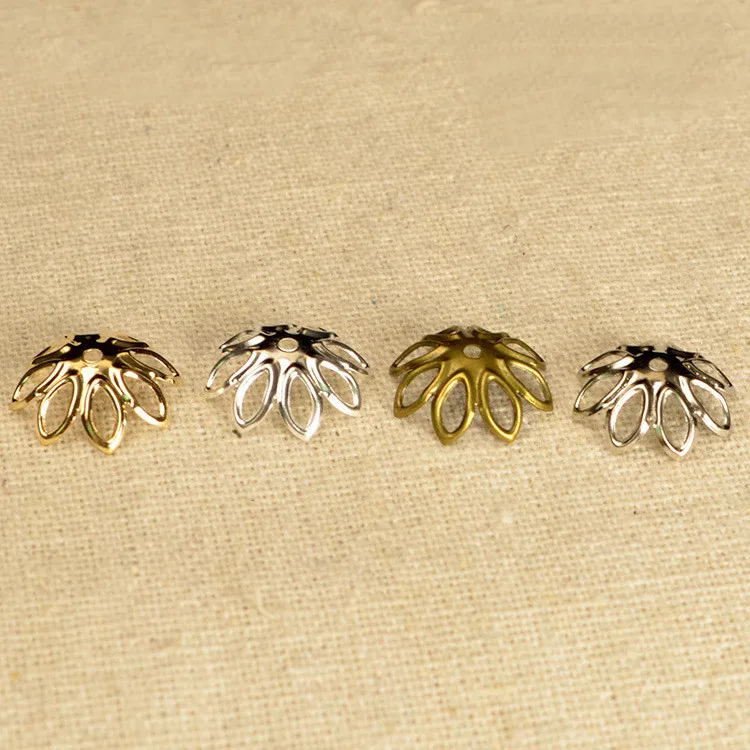 

SEA MEW 15mm Metal Iron Bead Cap Flowers Tray Hollow Out Charm For Jewelry Making 100 PCS
