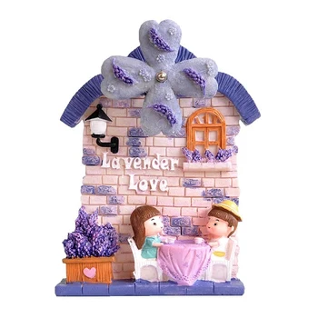 

Resin Lavender Couple Windmill Music Box Ornament Clockwork Music Box Europe Crafts Home Decor Birthday Gift Furniture Miniature