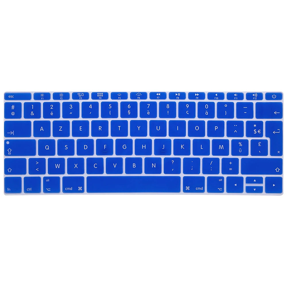 HRH AZERTY французский Великобритании силиконовый чехол кожи для MacBook New Pro 1" A1708(версия, без Touch Bar) 12" A1534 retina - Цвет: Blue