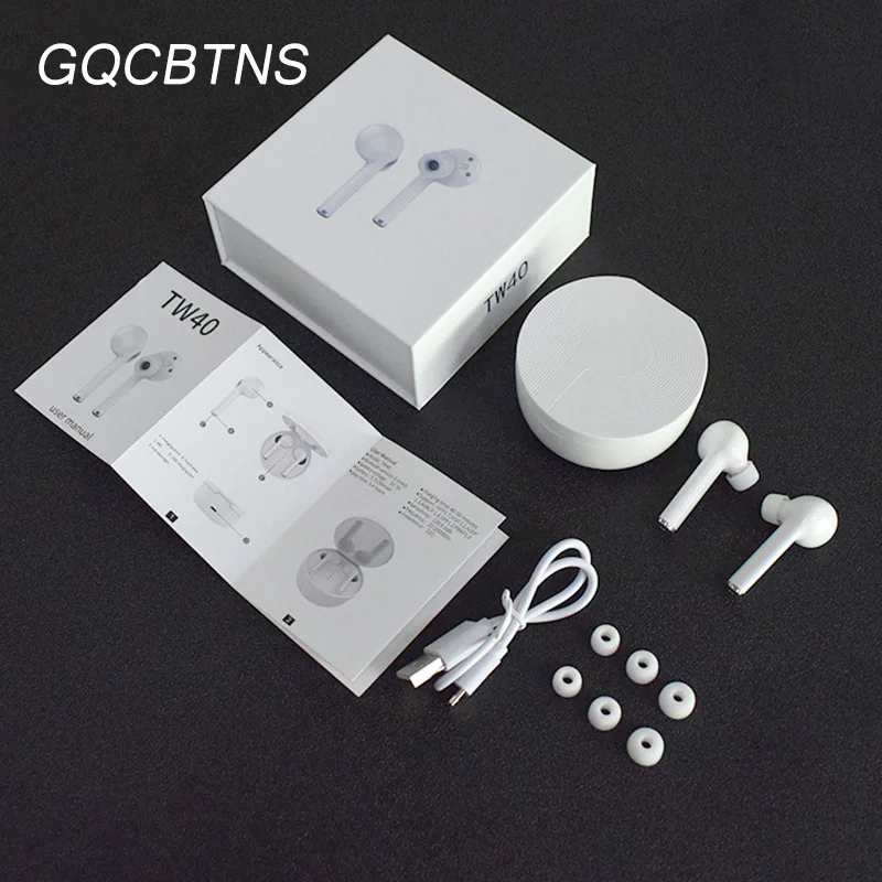 New TW40 tws Wireless Earphones Bluetooth headsets 6D stereo Hifi Earbuds sport headphones for Samsung iphone all smart phones