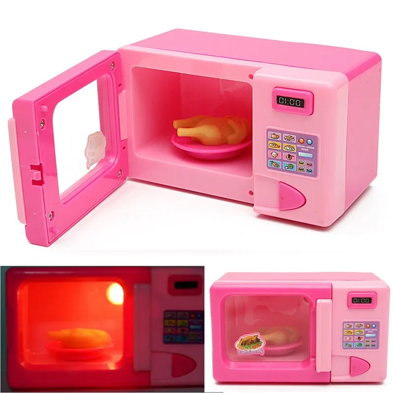 Por Pink Microwave Oven Lots New 1pcs Children Kid Mini Cute Pink Microwave Oven Pretend Role Play Toy Educational For