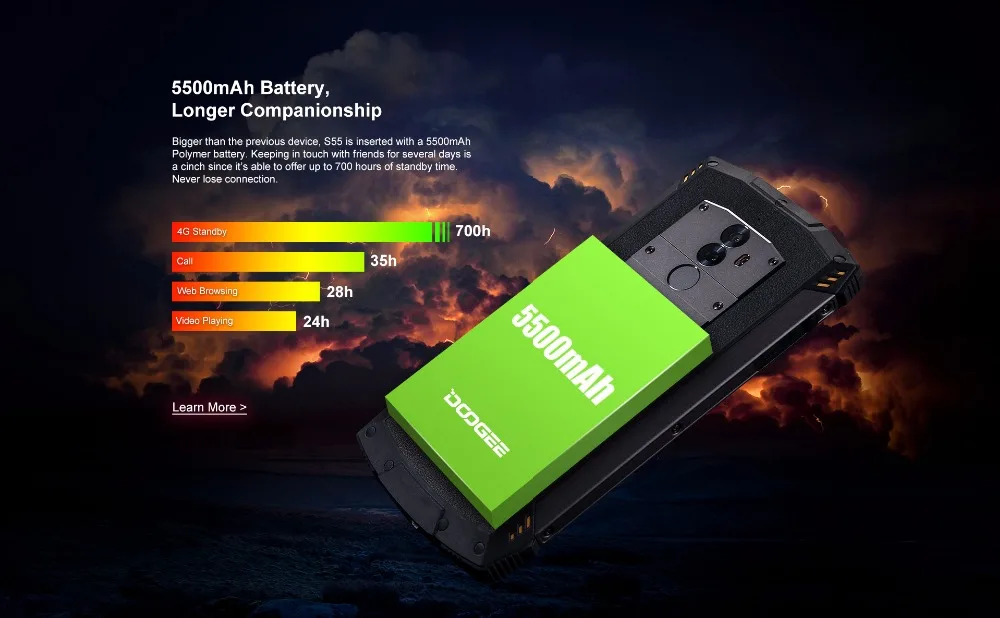 2018 DOOGEE S55 Android 8 0 IP68 водонепроницаемый смартфон 5500 мАч 5 &quot4 GB Оперативная память 64