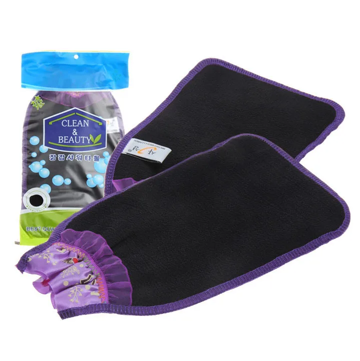 Image Korean Magic Peeling Glove Scrubber with Color Lace Exfoliating Tan Removal Bath Mitts Double Layers Clean Bath Wash Towel SK474