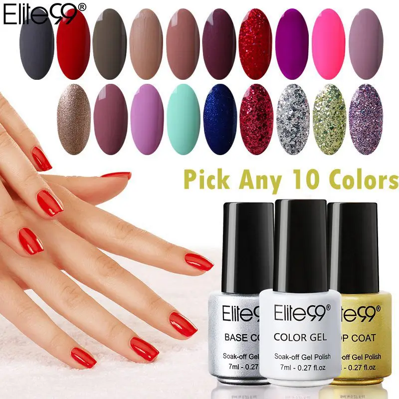 

Elite99 7ml UV Nail Gel Polish Long Lasting UV LED Nail Polish Lacquer Need UV Gel Base And Top Coat Pick Any 10 Nail Gelpolish
