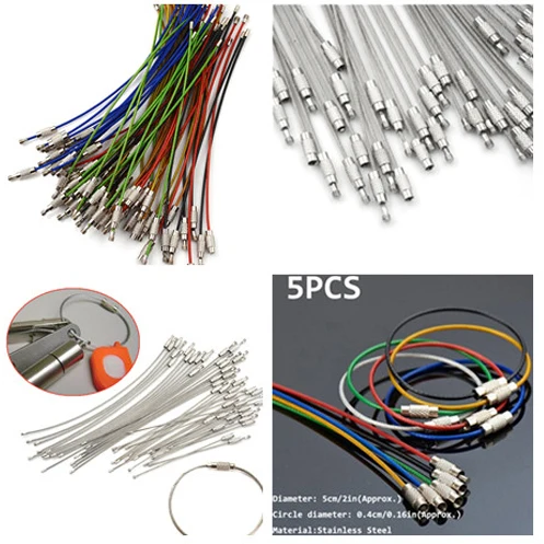 

5/10Pcs Screw Locking Stainless Steel Wire Keychain Cable Rope Key Holder Keyring Key Chain Rings Cable Outdoor Hiking Keychains