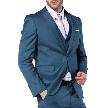 

Hot New Arrial Mens Suit Slim Fit Latest Coat Pant Designs 3 Piece Mens Suits Blue Wedding Suits For Men Costume Homme