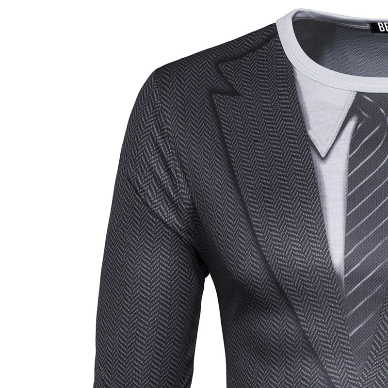 Zemtoo hombres Camisetas marca Tuxedo Tees Homme Retro Tie Slim Fit Camisetas hombres manga larga camisa esmoquin 3D camisa de la impresión Zemtoo hombres Camisetas marca Tuxedo Tees Homme Retro Tie Slim Fit Camisetas hombres manga larga camisa esmoquin 3D camisa de la impresión