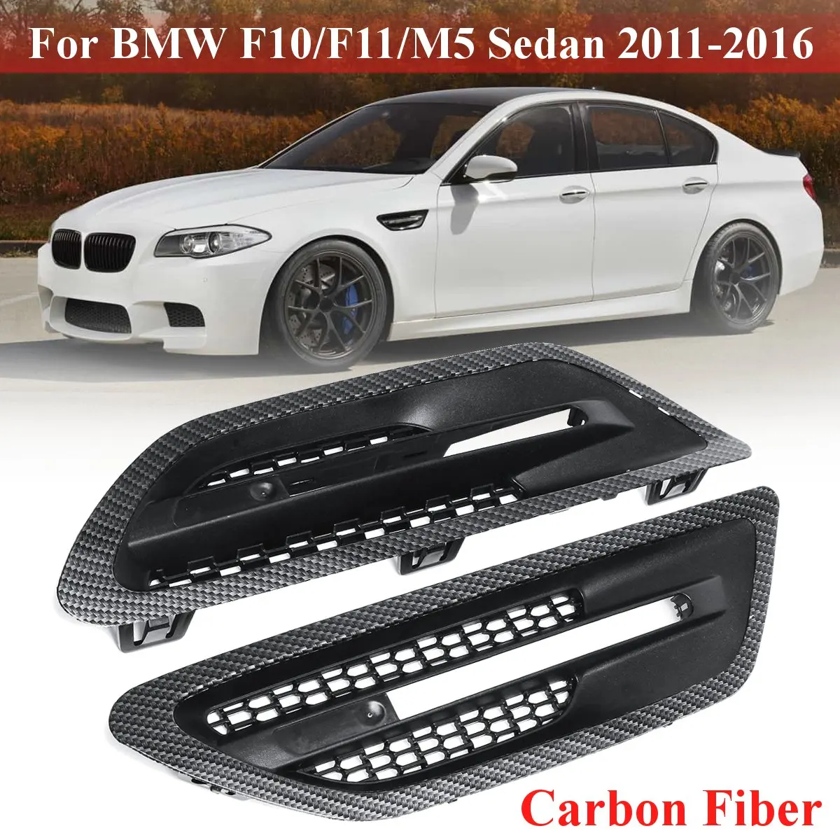 cheap Pair Car Side Air Flow Vent for Fender Grilles Carbon Fiber Matte Black Gloss Black For BMW F10 F11 M5 Sedan 2011 2016