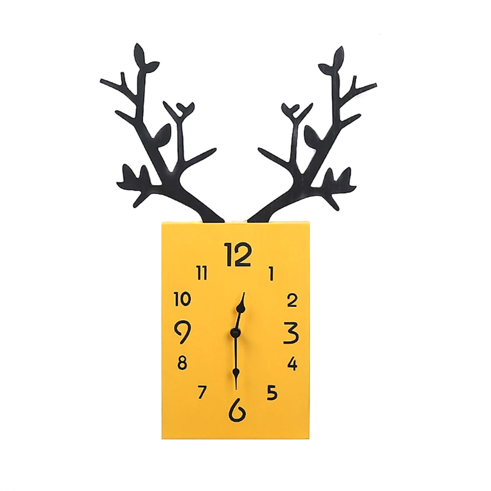 

Wooden Antler Wall Clocks Mute Rectangle Wall Clock for Home Shop Window DC120