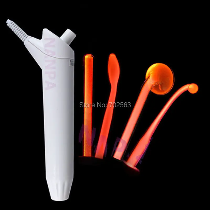 Máquina de Alta Frequência com 4 Peças Violeta Laranja Eletrodos Anti-envelhecimento Acne Cuidados Beleza Facial Ray 3 Utensílios de cuidado facial