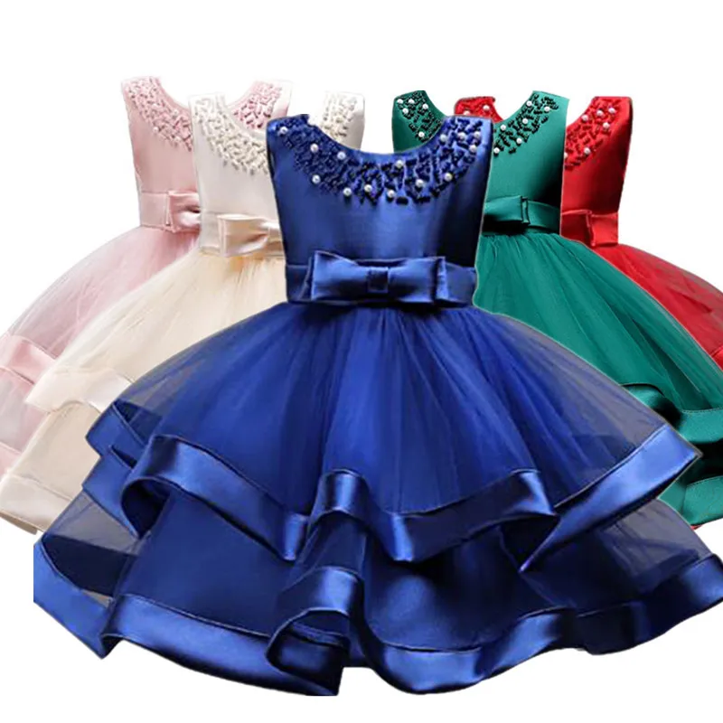 

Flower Cake tutu Kids Clothing Elegent hand beading Girls Dresses for Children Princess Party Custumes 3-10 Years
