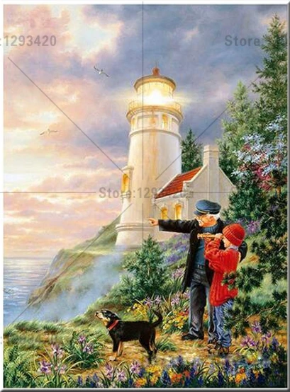 

5D DIY Diamond Painting lighthouse child dog Diamond Painting Cross Stitch Diamond Drill Rhinestone Home Decoration