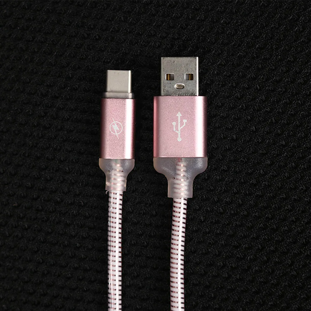 1 шт. горячий usb type-C светящийся светодиодный светильник мигающий металлический сплав кабель для синхронизации данных и быстрой зарядки