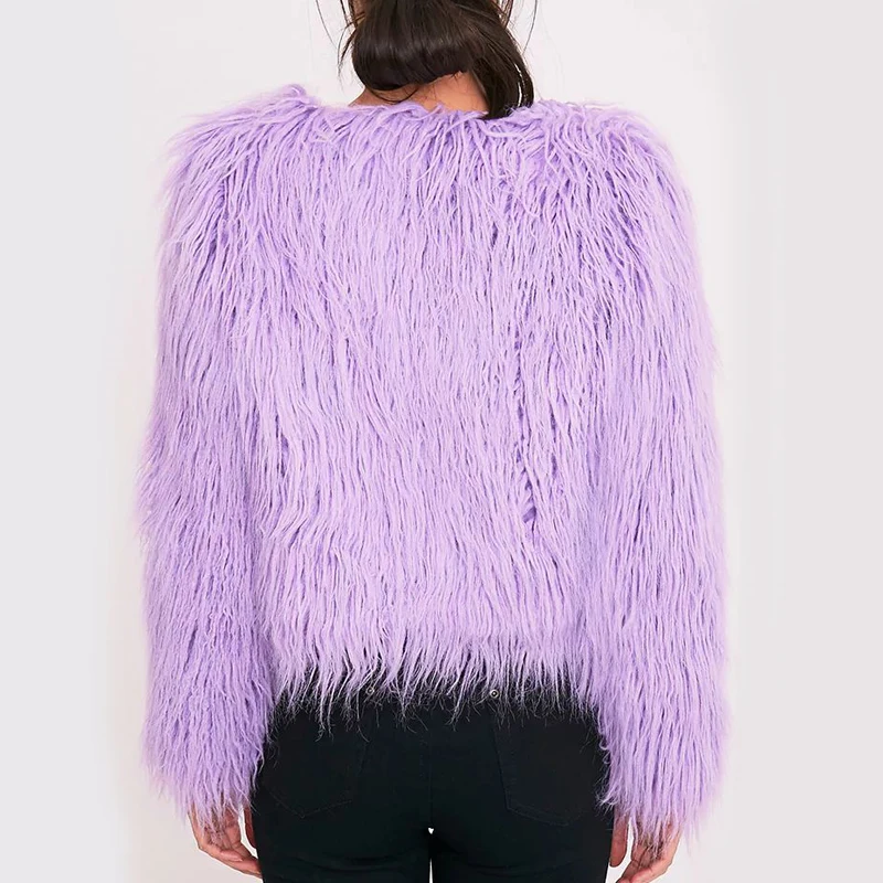 Женское фиолетовое пальто из искусственного меха, большие размеры 4XL, 18 цветов,, зимние куртки, пальто для женщин, ворсистый, пушистый, уличная одежда для девочек, пальто из искусственного меха