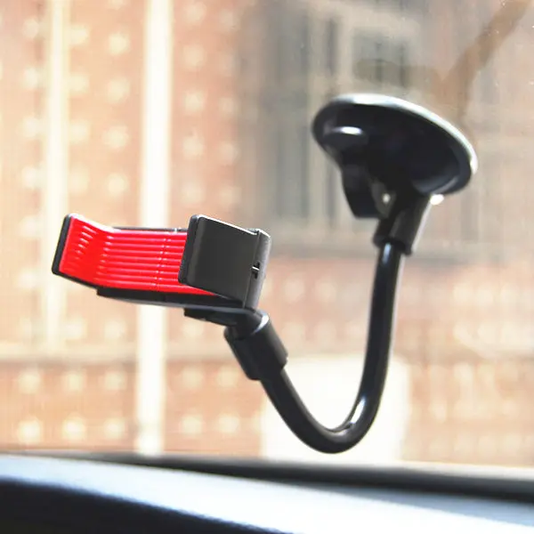 BEAUTYMAX Автомобильный держатель для телефона на лобовое стекло с длинным основанием, гибкий автомобильный держатель для мобильного телефона на 360 градусов, регулируемый держатель для iphone - Цвет: black red