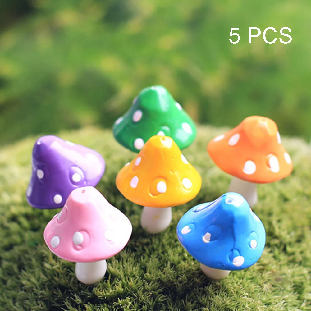 

5PCS/Set Toadstool Landscape Moss Terrarium Mini RFID Blocking Crafts Fairy Garden Miniature Decor Mushroom Decorations Micro